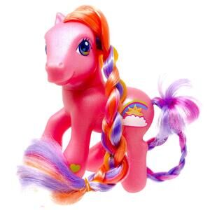 My Little Pony Rainbow Flash Super Long Hair G3 2002 MLP Vintage Sun Cloud Pink